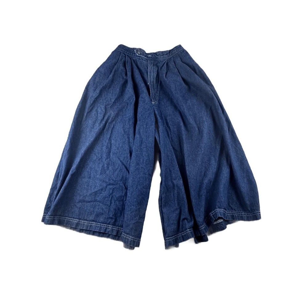Vintage Oregon‎ Jean Culotte Women S Blue Wide Leg High Rise Pleated USA Western